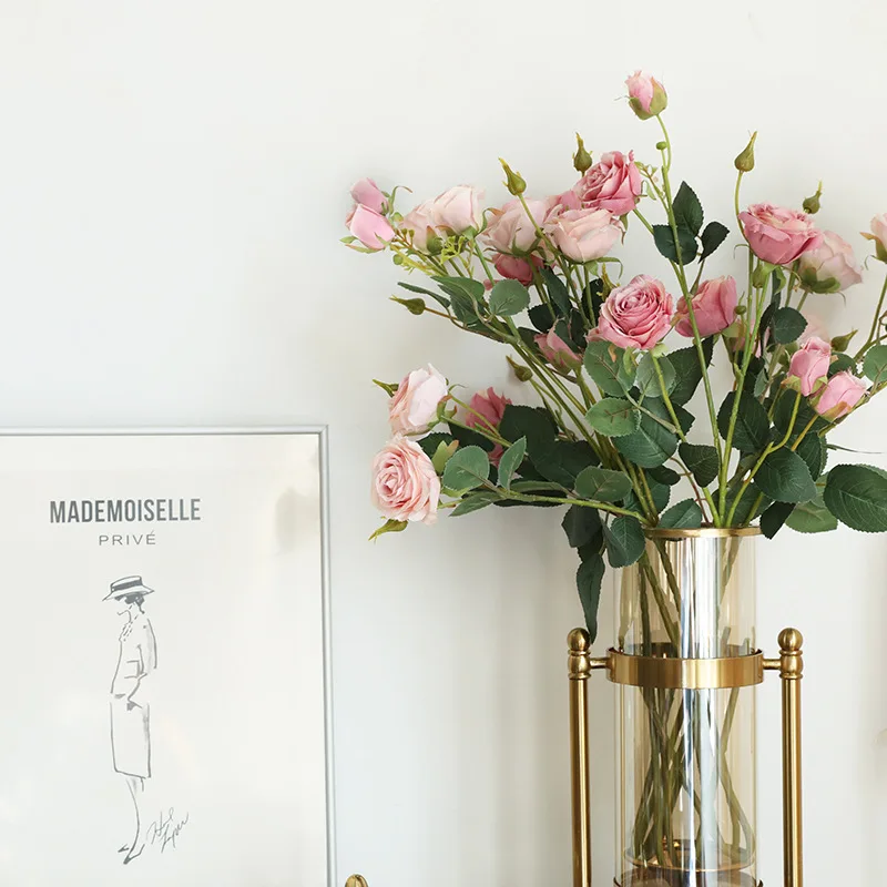 

6 Heads / Bouquet Rose Decor Artificial Flower Home Decor Silk Fake Flower for Garden Plant Desk Decor Hand-Holding Flower