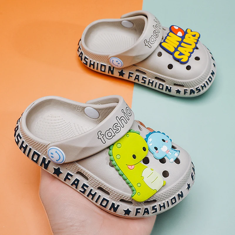 Шлепанцы с динозавром для мальчиков и девочек дышащие сандалии сада пляжа тапки