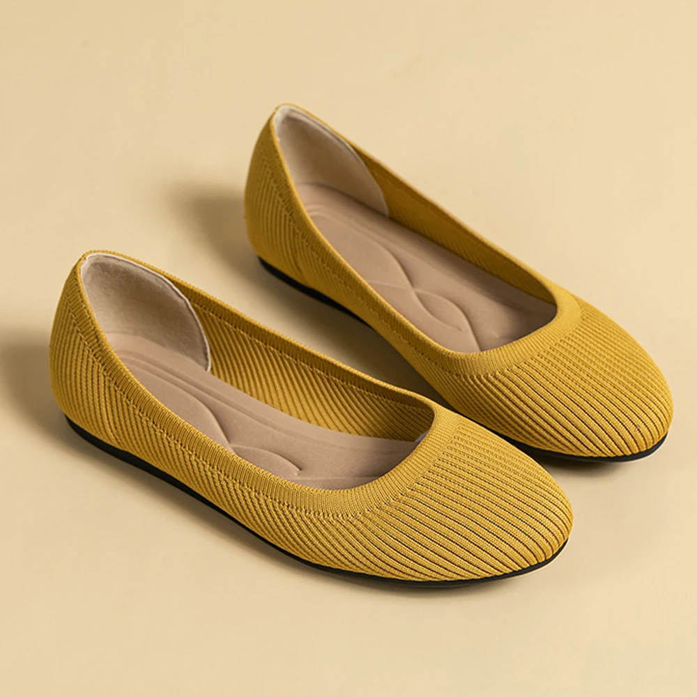 

2022 Wemen балетки дизайнерские ульсветильник мягкие удобные дышащие вязаные повседневные туфли с круглым носком