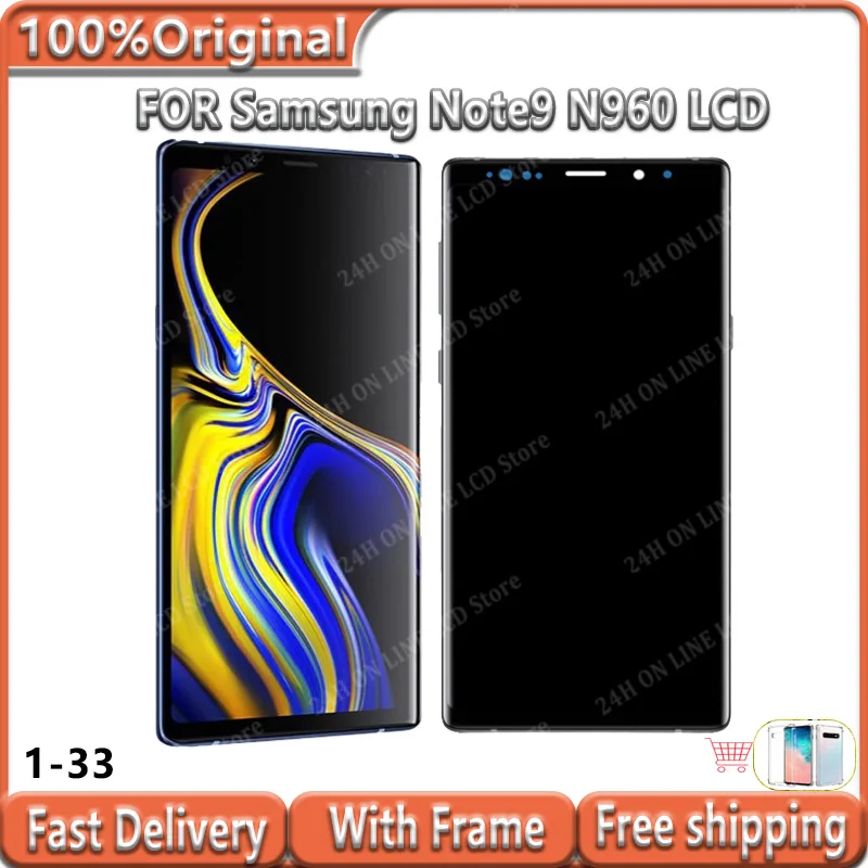 

With Frame Original AMOLED for Samsung Galaxy NOTE9 N960A N960U N960F N960V LCD display touch screen assembly with dot or line