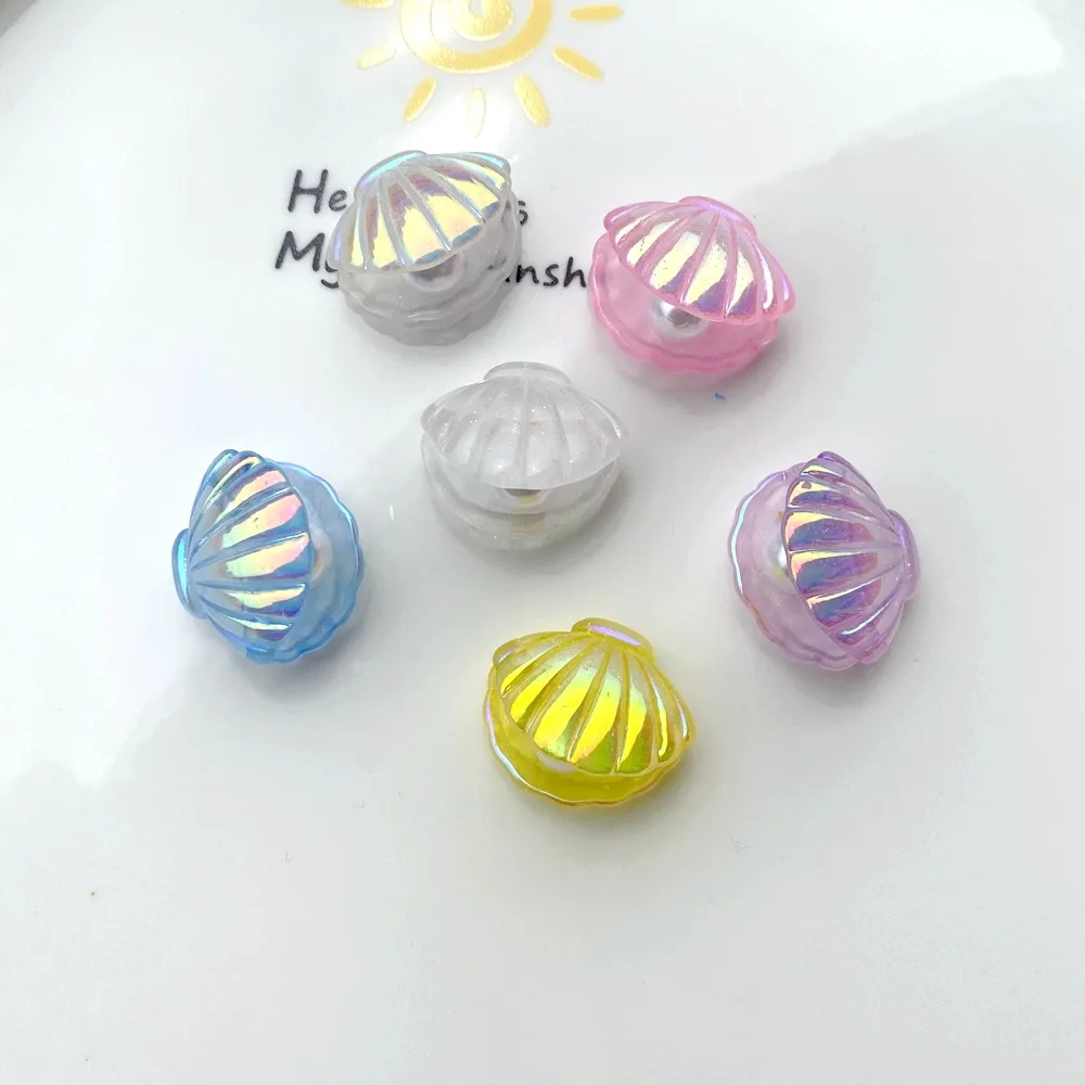 

5pcs Kawaii Cute Color Plated Pearl Shells Flat Back Resin Cabochons Scrapbooking DIY Jewelry Craft Decoration Accessorie