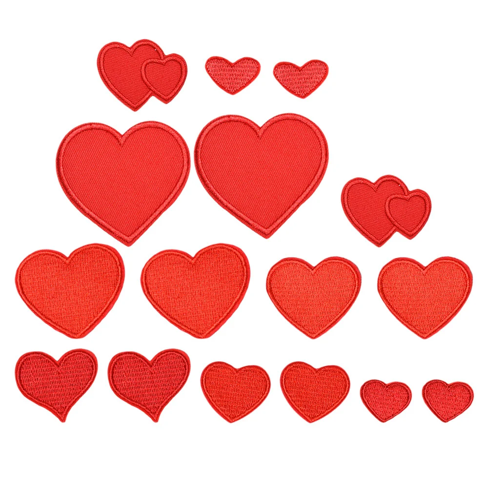 

16 Pcs Embroidered Cloth Appliques Red Backpack Sew- Cloth Paste Heart Jean Patches Sewing Fabric Applique Professional Backpack