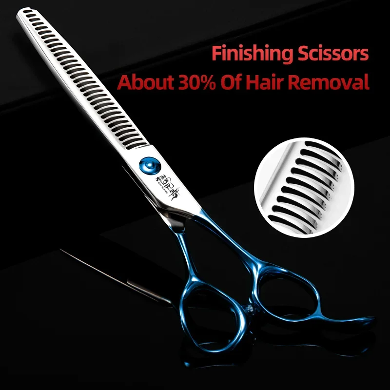 Pet grooming scissors blue handle curved hairdressing professional Teddy dog shearing tool set