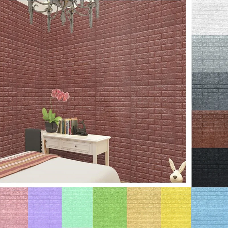 

DIY 3D Wall Sticker Wallpaper Self Adhesive Home Living Room Bathroom Waterproof Child Kids Protect TV Backgroud Soft Brick Foam