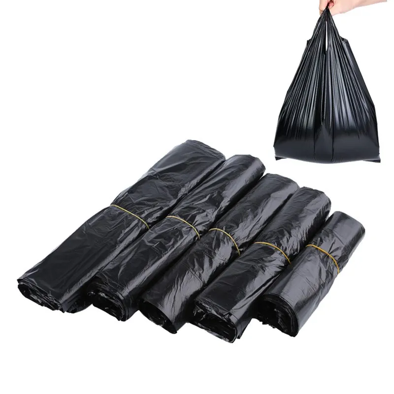 

80pcs Thickened Black Plastic Bag Vest Storage Bag Takeaway Shopping Packing Garbage with Handle Bag Kitchen Living Room Clean