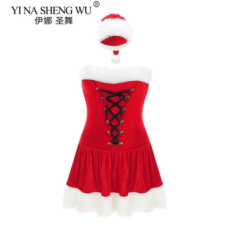 Леди Санта-Клаус Косплей Костюм Рождественское Платье Женский Рождественский