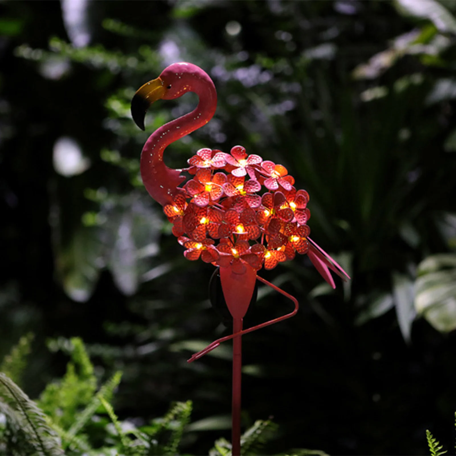 

2022 Light Garden Solar Lights Outdoor Solar Powered Flamingo Stake Lights Metal Flamingo Decorative Lights Weatherproof Pink