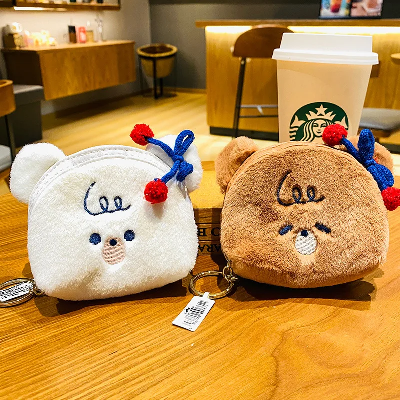 

Плюшевый Кошелек с милой пандой, органайзер, сумка для девушек, сердце, брелок для переноски, сумка для наушников, подарок, кавайная сумка, держатель, кошелек, милый кошелек