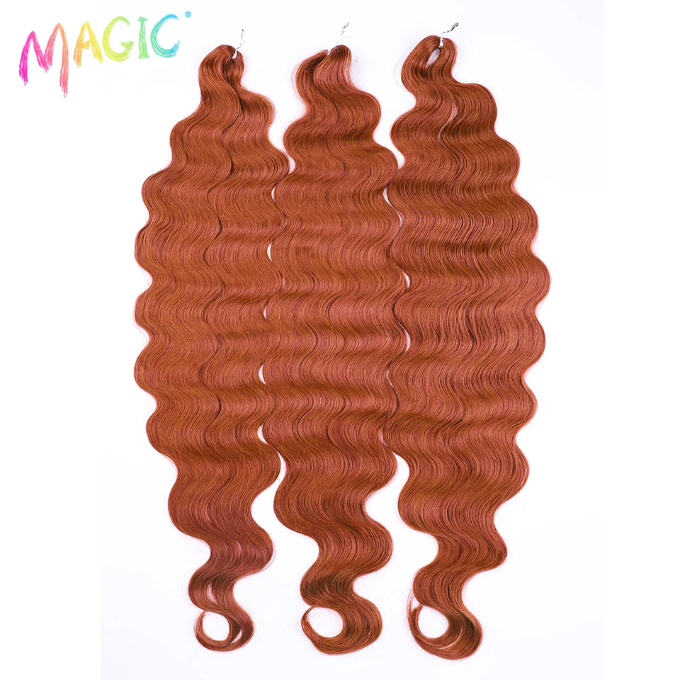 Волшебные вязанные крючком волосы 30 дюймов объемная волна синтетические