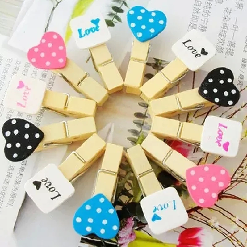 

12Pcs Mini 35mm Natural Wooden Clips Craft Photo Clips Clothespin DIY Wedding Party Wooden Clip Clips Pegs Food Sealing Clip