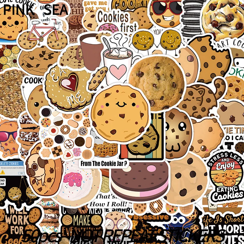 

10/30/51pcs/set Cookies Biscuit Food Cartoon Cute Funny Graffiti Stickers For Luggage Skateboard Kids Laptop Phone Case Diy