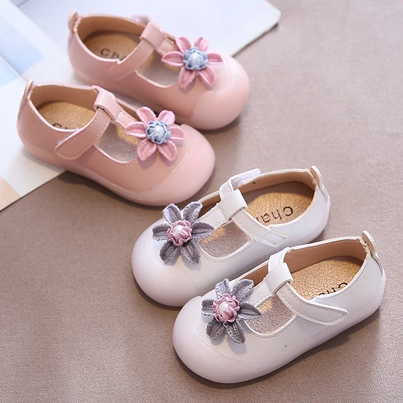 

Baby Toddlers Kids Infants Princess Shoes Girls Shoes Spring Autumn Kids Leather Shoes For Wedding Party Sweet Floral T-strap