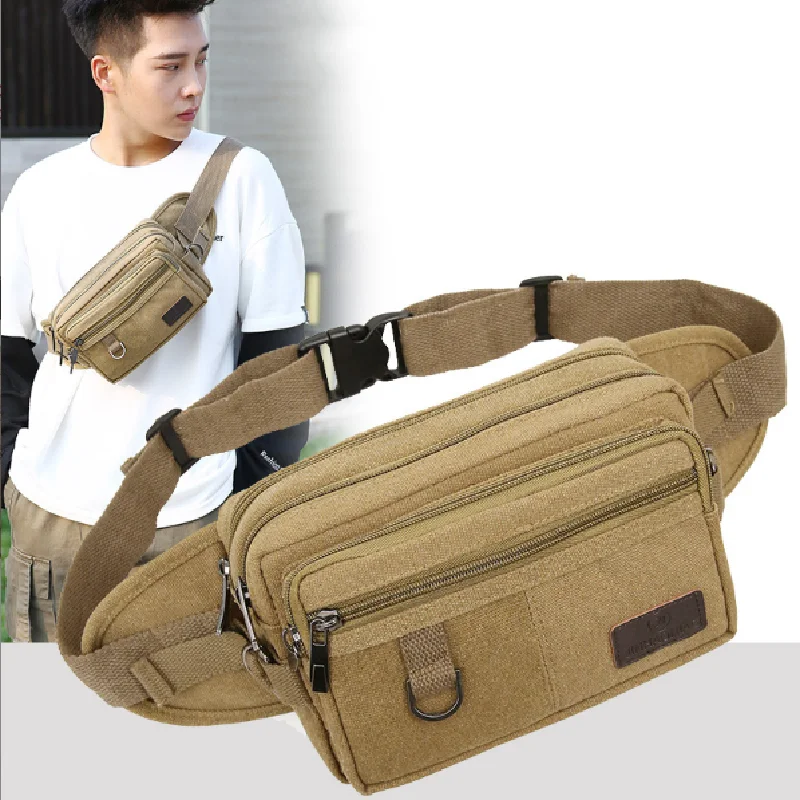 

Fashion Men Women Waist Bag Casual Pack Purse Large Phone Belt Bag Pouch Canvas Outdoor Travel Phone Bag Banana Hip Bags