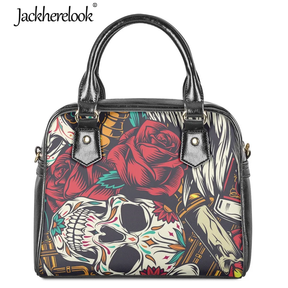 

Jackherelook модный красная роза Skull брендовые Дизайнерские Сумки из искусственной кожи для женщин вместительные дорожные сумки Горячая Распрод...