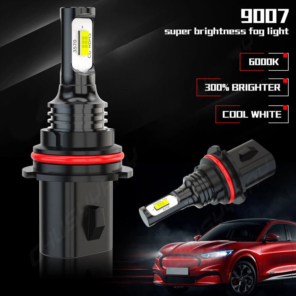 

2 Pcs 9007 HB5 CSP LEDs Headlight Bulb Conversion Kit High Low Beam Auto Headligh Single Beam 6000K Super White 6063 Aluminum