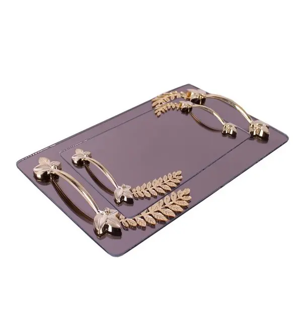 Leaf Detailed 2 Pieces Service and Promise Engagement Tray Marriage Turkish Coffee And Home Decor Gold | Дом и сад
