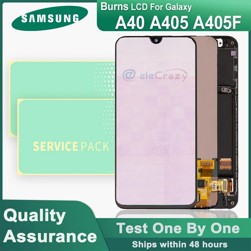 

Ожоги 5,9 "Оригинальный ЖК-дисплей для Samsung Galaxy A40 A405 A405F, ЖК-экран с сенсорным дигитайзером в сборе для Galaxy A40, ЖК-дисплей