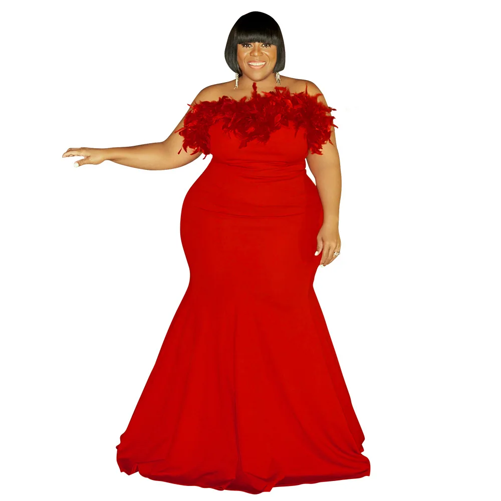 Evening Dress 2022 Novelty Plus Size Women's Clothing Designer Dress Women Luxury Runway Solid Slim Fit Strapless Floor-Length