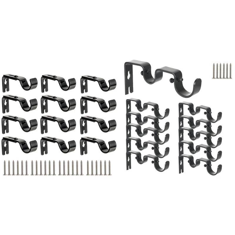 

12Pcs Curtain Rod Brackets, Curtain Rod Hanging Brackets, Hang Curtain Brackets For 1Inch And 5/8Inch Rod