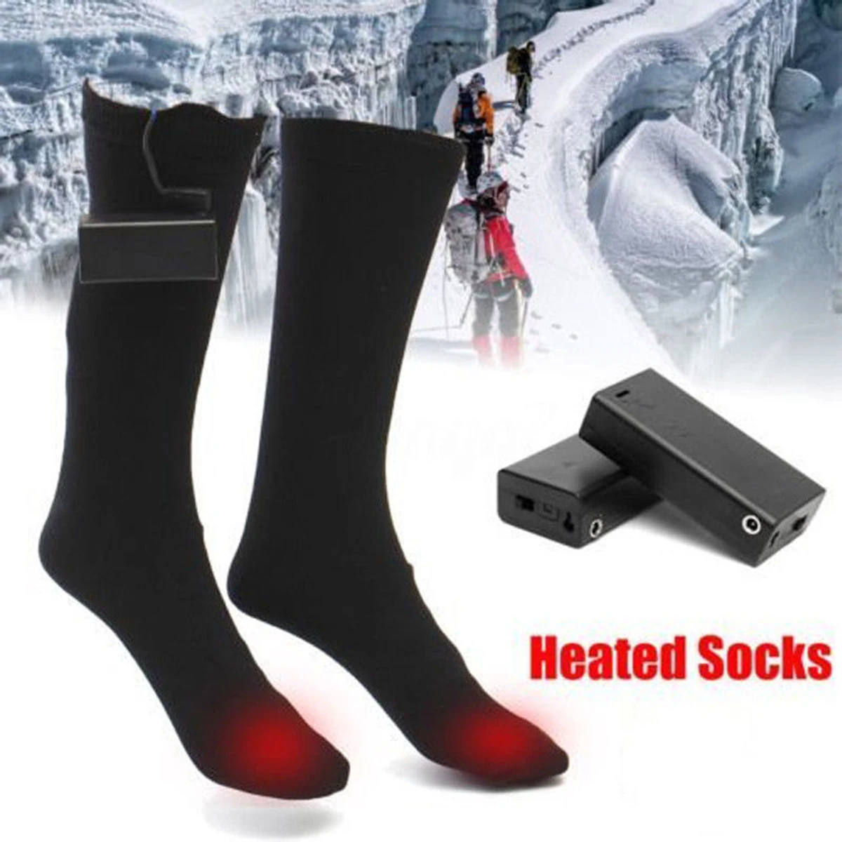 

1 Pair Electric Heated Socks Feet Warmer Heater Winter Warm Socks Battery-powered