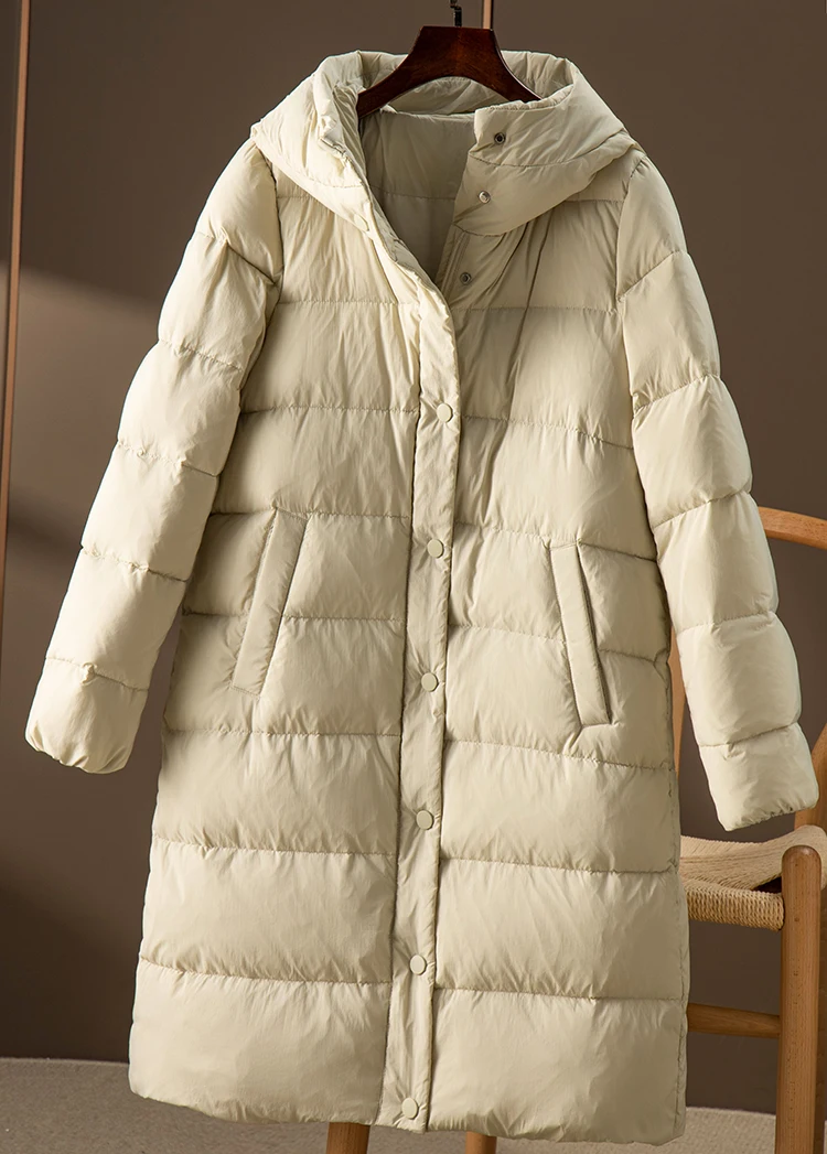 2022 New Long  Women Jacket  90%  White Goose Down  Casual  Zipper  Wide-waisted  Casacas Para Mujer Invierno Coat Women