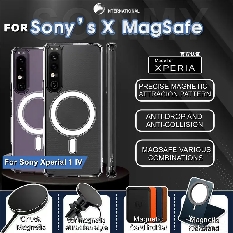 Магнитный прозрачный чехол Magsafe для Sony Xperial 5 IV, чехол для Sony Xperial 1 III 1 II 1 IV, Беспроводная зарядка Magsafing, чехлы