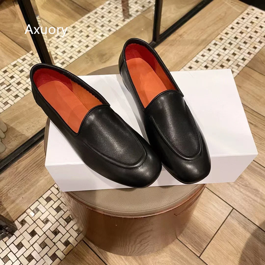 2023 Women's French Retro Shallow Cut Mary Jane Single Shoes Genuine Leather Soild Color With Box