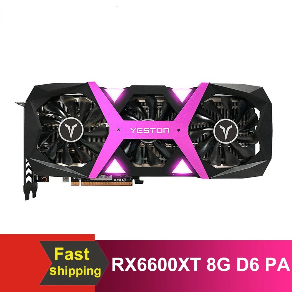 

Игровая видеокарта RX6600XT-8G D6 PA с памятью 8 ГБ/128 бит/GDDR6, 3 вентилятора большого размера, металлическая задняя панель, подсветка