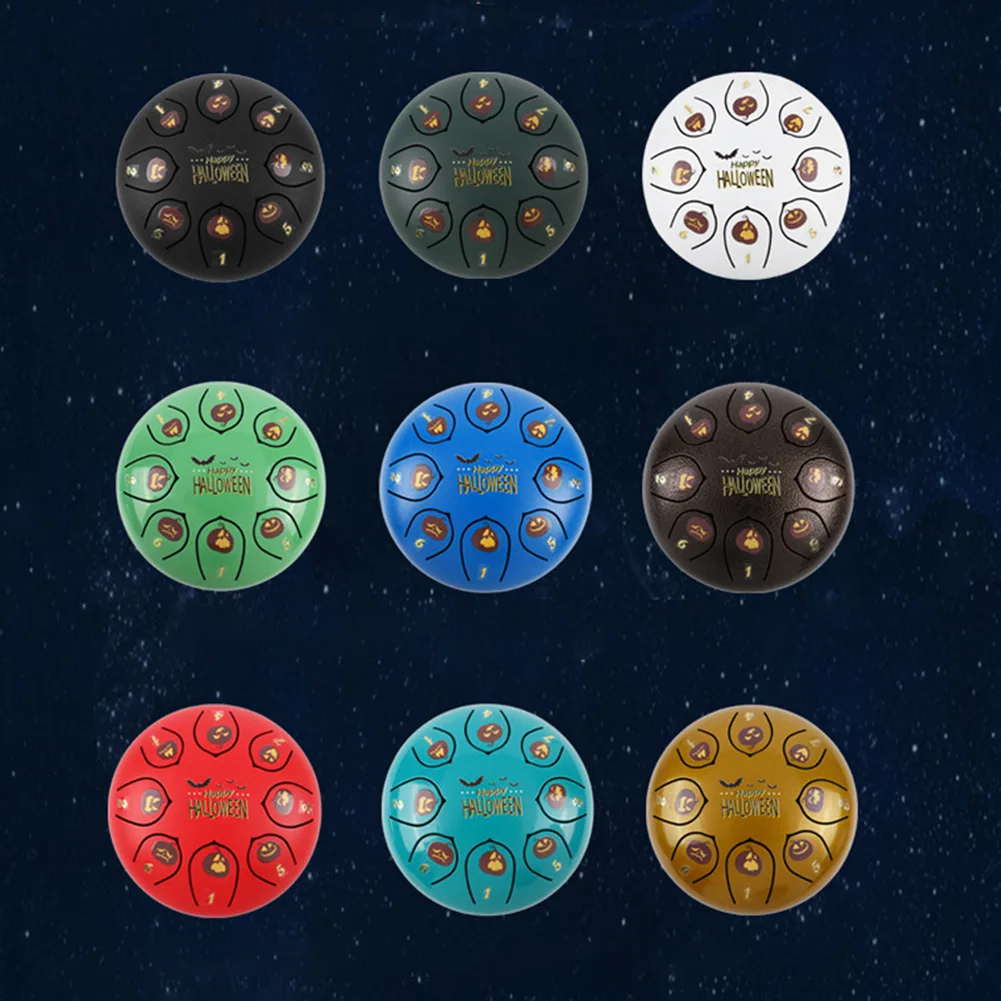 

Steel Tongue Drum Set 6 Inch 8 Tune Handpan Drum Yoga Meditation Ethereal Drum Halloween Day Style Gift For Children Cute Mini