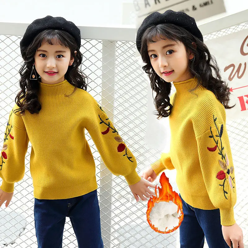 

Baby Girls Autumn Winter New Solid Casual Thick Soft Knitted Basic Sweaters Children Clothing Fashion Turtleneck Pullover X38