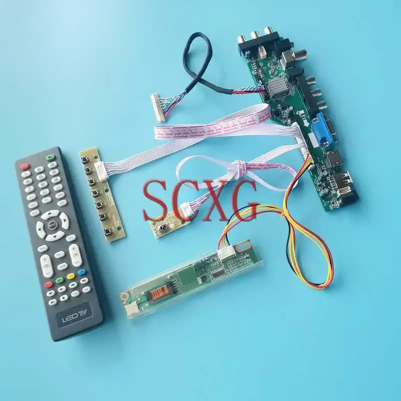 

Плата контроллера цифрового ЖК-дисплея DVB, совместимая с QD15XL01 QD15XL04 USB VGA AV RF HDMI, 30-контактный LVDS 1024*768 1-CCFL, комплект «сделай сам» 15 дюймов