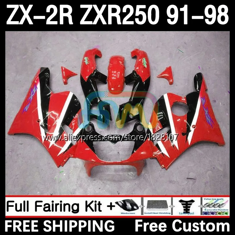 

ZXR-250 For KAWASAKI NINJA ZXR 250 ZX-R250 ZX 2R ZX-2R ZXR250 1991 1998 9No.61 ZX2R 91 92 93 94 95 96 97 98 Fairing Red Black