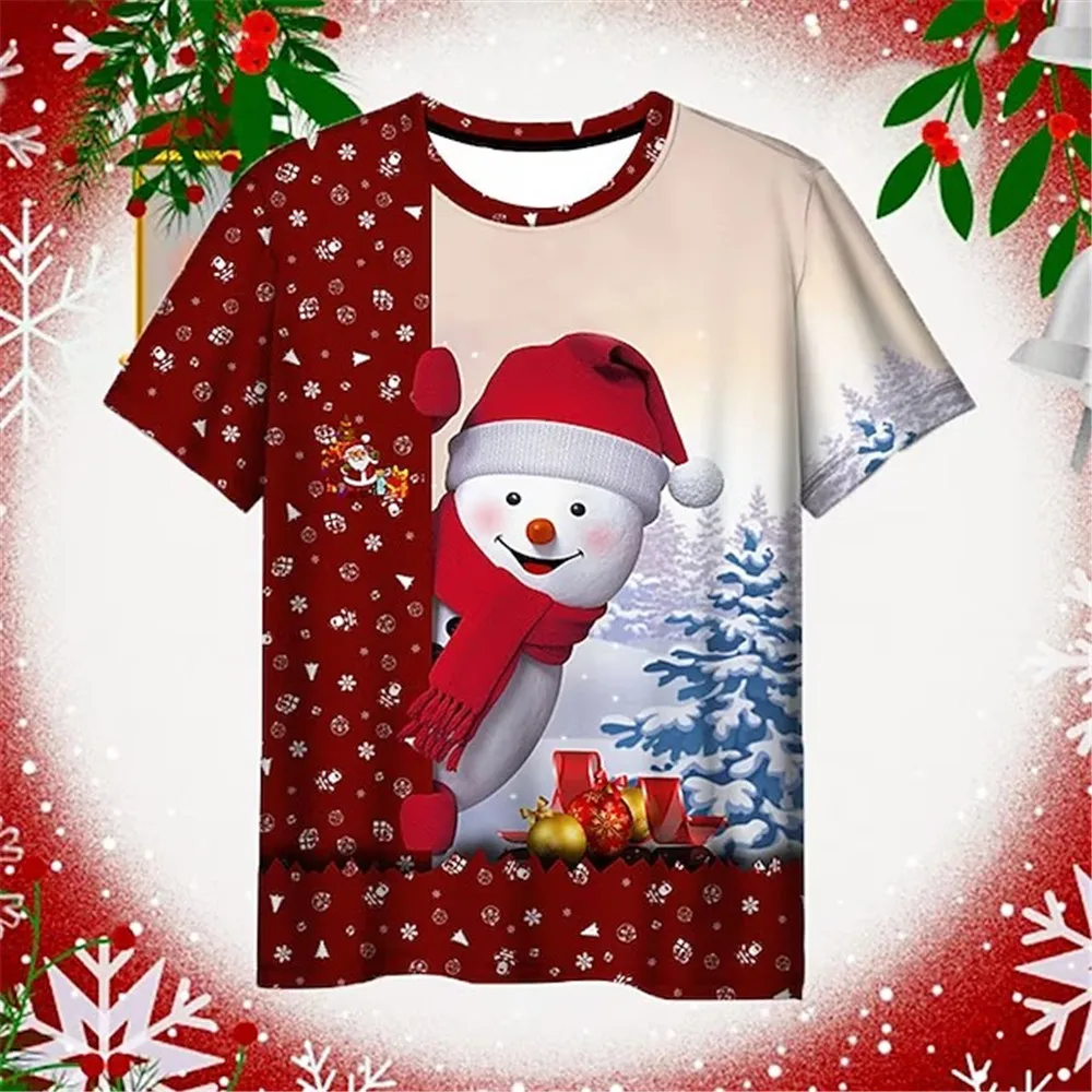 

New Men's T-shirt Hip Hop Christmas 3D Print O-Neck Short Sleeve Funny Casual Top Extra Large Apparel t shirt for men