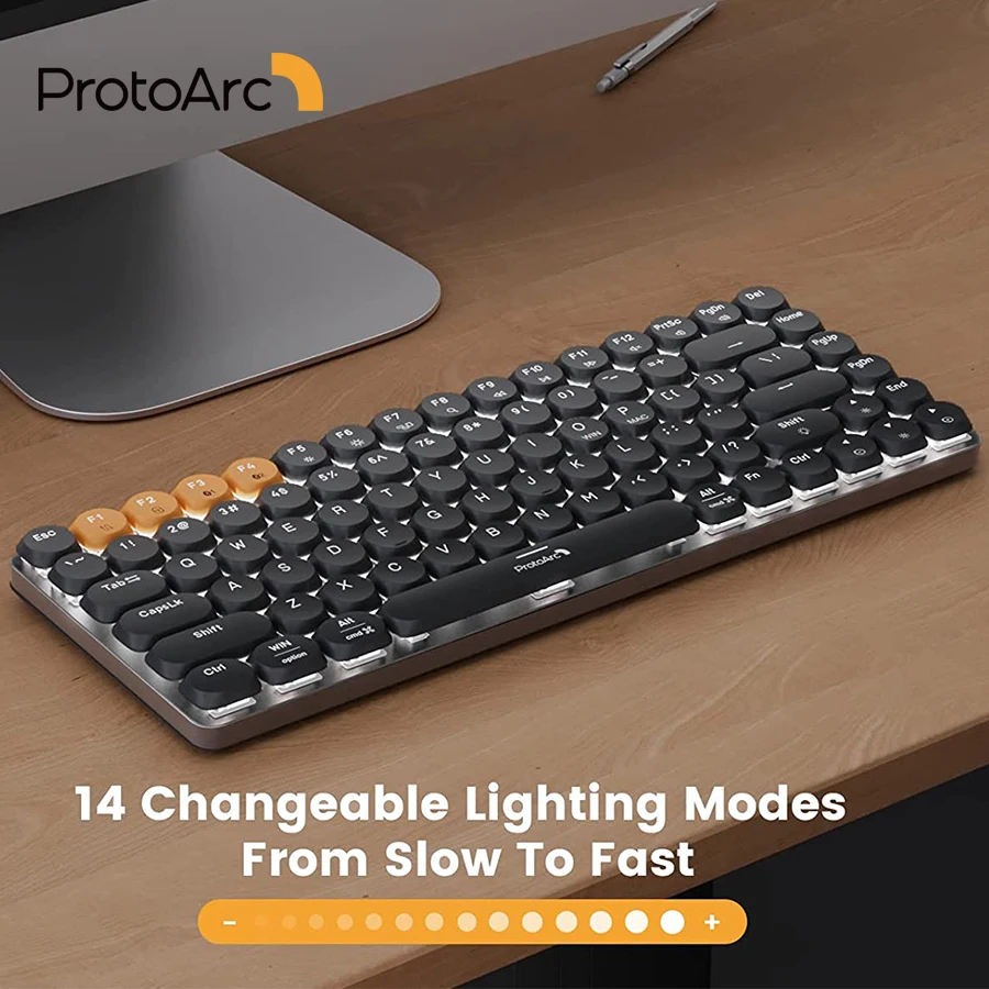 

ProtoArc Backlit Wireless Mechanical Keyboard 75% Percent Tactile Quiet Low Profile Office Keyboards for PC Mac Windows iPad