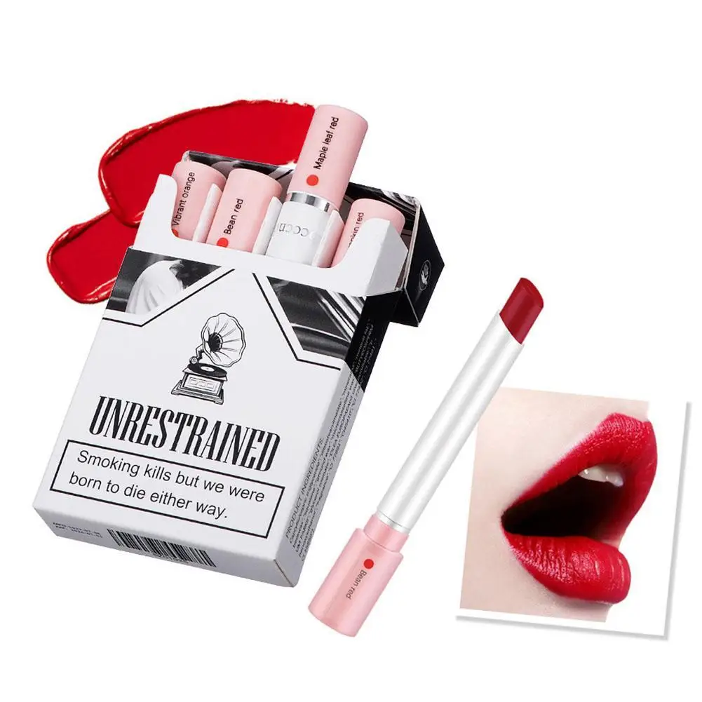 

4pcs/Box Cigarette Shape Lipstick Matte Waterproof Matt Long-lasting Smoke Tube Lipstick Velvet Lip Tint Makeup