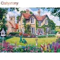 gatyztory painting by numbers town landscape oil picture by number handpainted 60x75cm frame modern home decorations diy gift