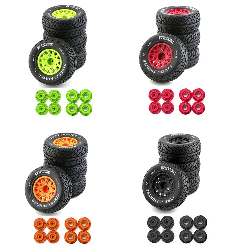 

4Pcs 113Mm 1/8 1/10 Short Course Truck Tire Tyre Wheel With 12 14 17Mm Hex For Traxxas Slash Arrma SENTON VKAR RC Car
