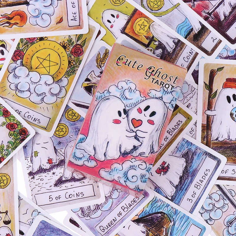 

78PCS Cute Ghost Tarot Cards Prophecy Divination Deck Family Party Board Game Beginners Card Fortune Telling Game