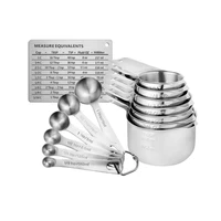 yohobaker silver measuring cups spoons 7pcsset easy to read capacities comfortable handles dishwasher safe stainless steel