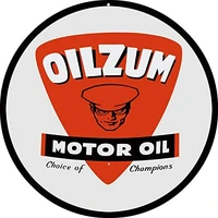 oilzum motor oil and gas station sign round metal tin sign suitable for home and kitchen bar cafe garage wall decor retro