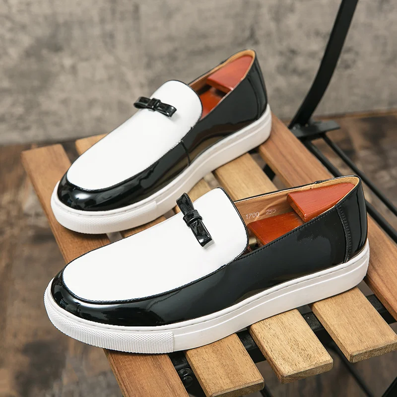 

Men Slip-On Loafers Patent Leather Free Shipping for Men Casual Shoes