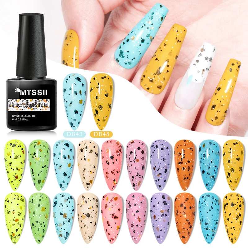 

Mtssii Eggshell Gold Glitter Gel Nail Polish Quail Egg Effect Transparent Semi Permanent Varnish Soak Off UV Gel Base Top Coat