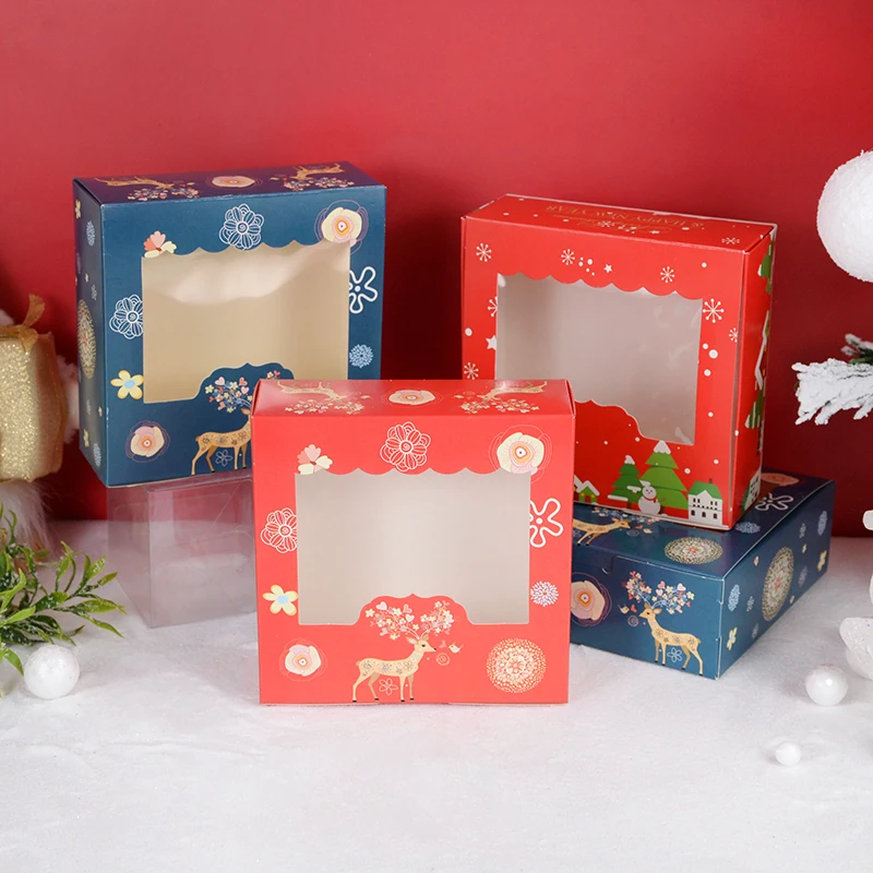 

5pcs Merry Christmas Cookie Box Christmas Snow Maiden Packaging Box With Clear Window Kids Favor Navidad Xmas New Year Gift Box