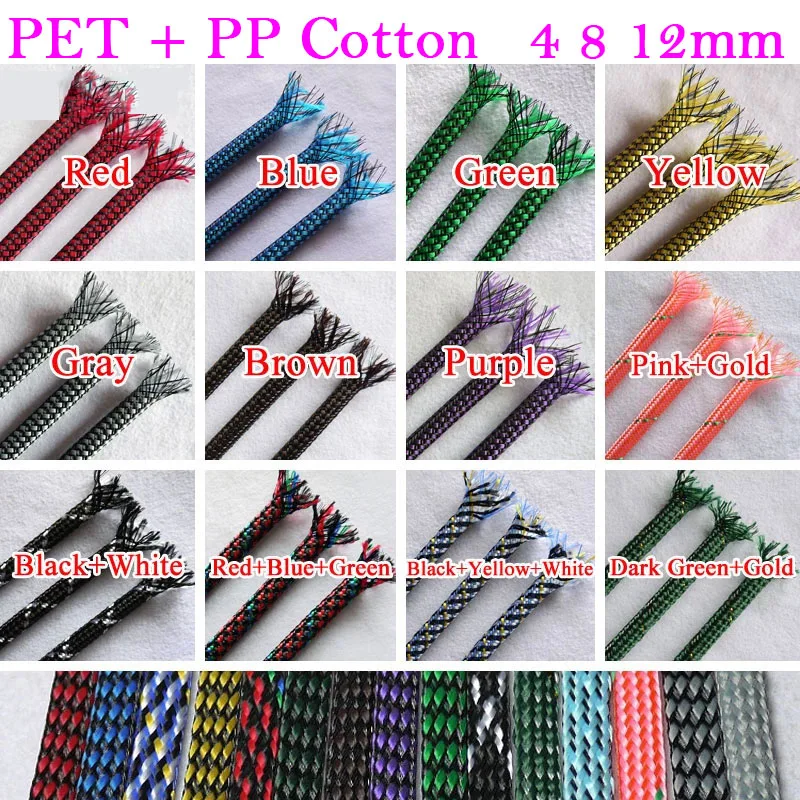 

1Meter PP Cotton Mixed PET Yarn Braid Sleeve Soft Wire Wrap Insulated Cable Protection Line Harness Sheath 4mm 8mm 12mm