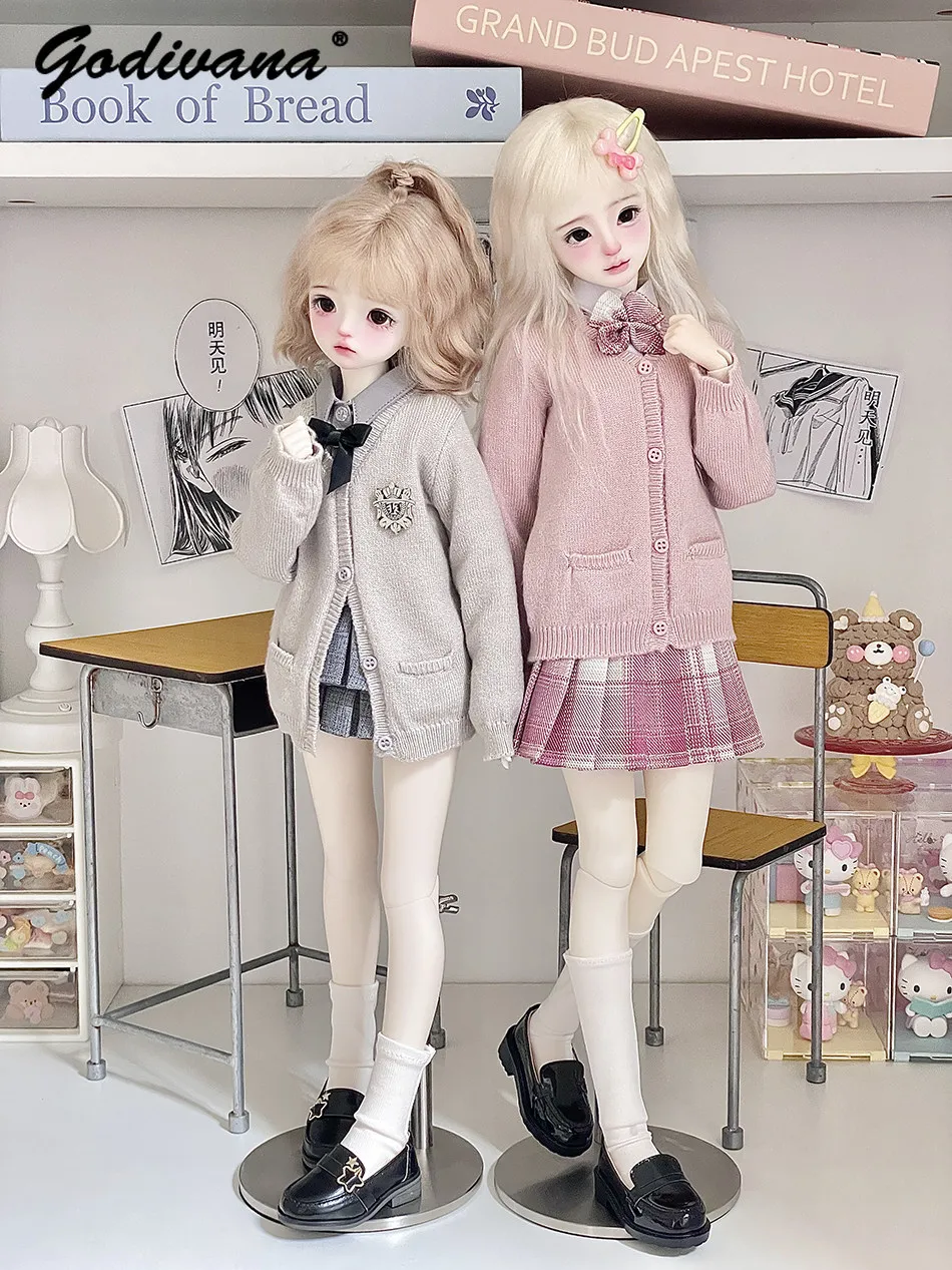 Куртка для куклы BJD 14, универсальный комплект школьной формы в стиле преппи JK, мягкий вязаный кардиган с длинными рукавами, многоцветный, для кукол BJD 14. (art.: 3920dd150ce4e) - 3920dd150ce4e