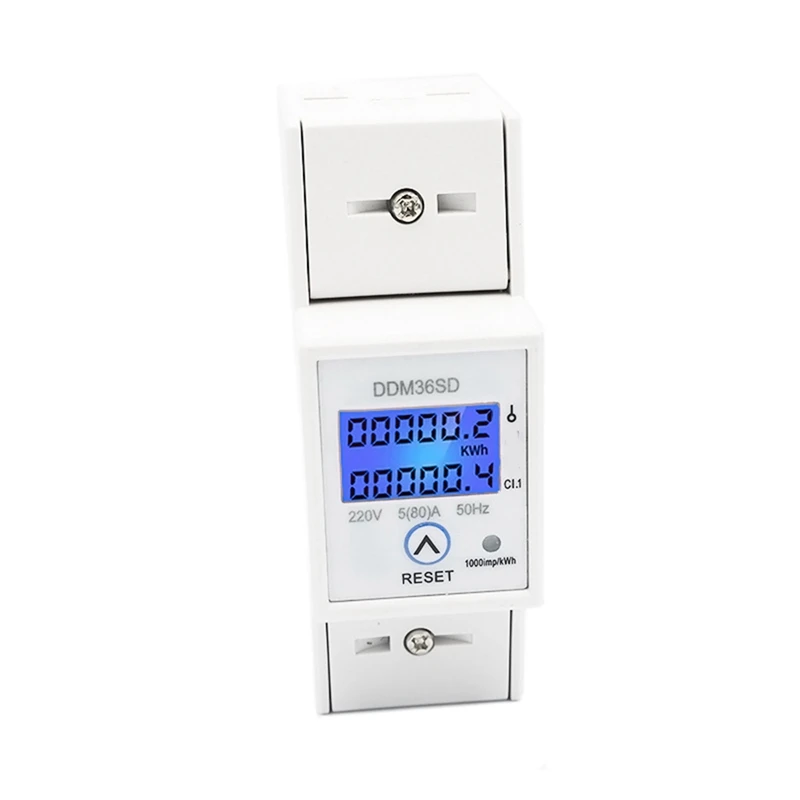 

Single Phase Energy Meter 5-80A 200V Electric Kwh Meter LCD Watt Meter Single Phase Din Rail KWH Energy Meter