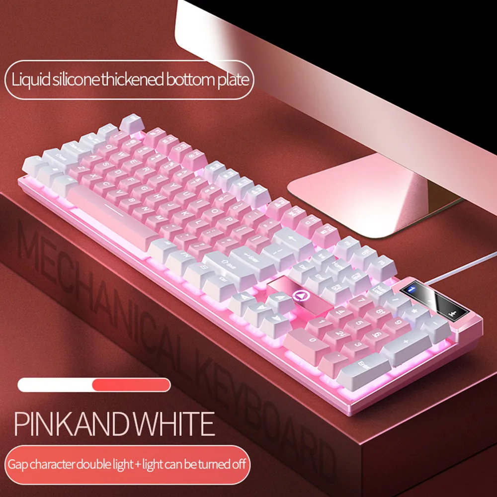 

104 Keys Gaming Keyboard Wired Keyboard Color Matching Backlit Mechanical Feel Computer E-sports Peripherals for Desktop Laptop