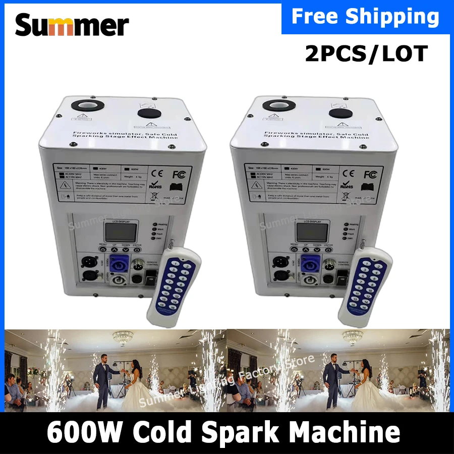 

No Tax 2Pcs 600W Cold Spark Machine DMX Remote Cold Fireworks Fountain Spark Stage Sparkular Machine For Wedding Party Show