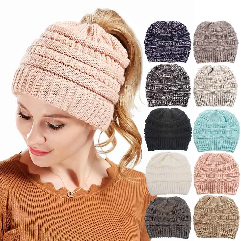 

Adult Solid Color Wool Knitted Hats Winter Soft Warm Cap Fashion Handmade Woven Girls Hat Birthday Gifts Accessories for Women