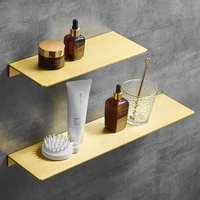 brushed gold metal bathroom shelf wall storage rack washstand drilling large wall shelf for storage 30405060cm length holder